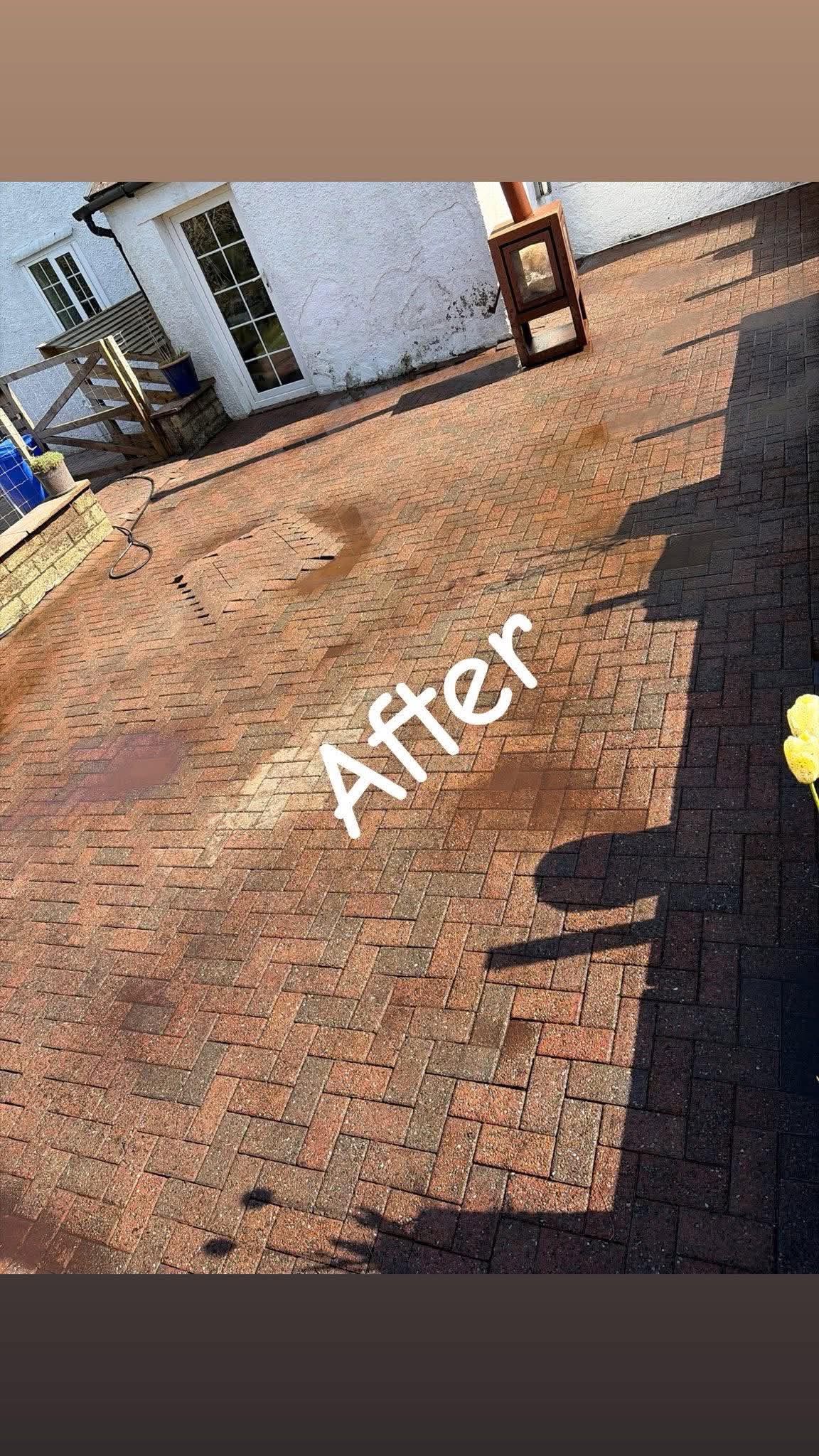 Patio and paving after cleaning