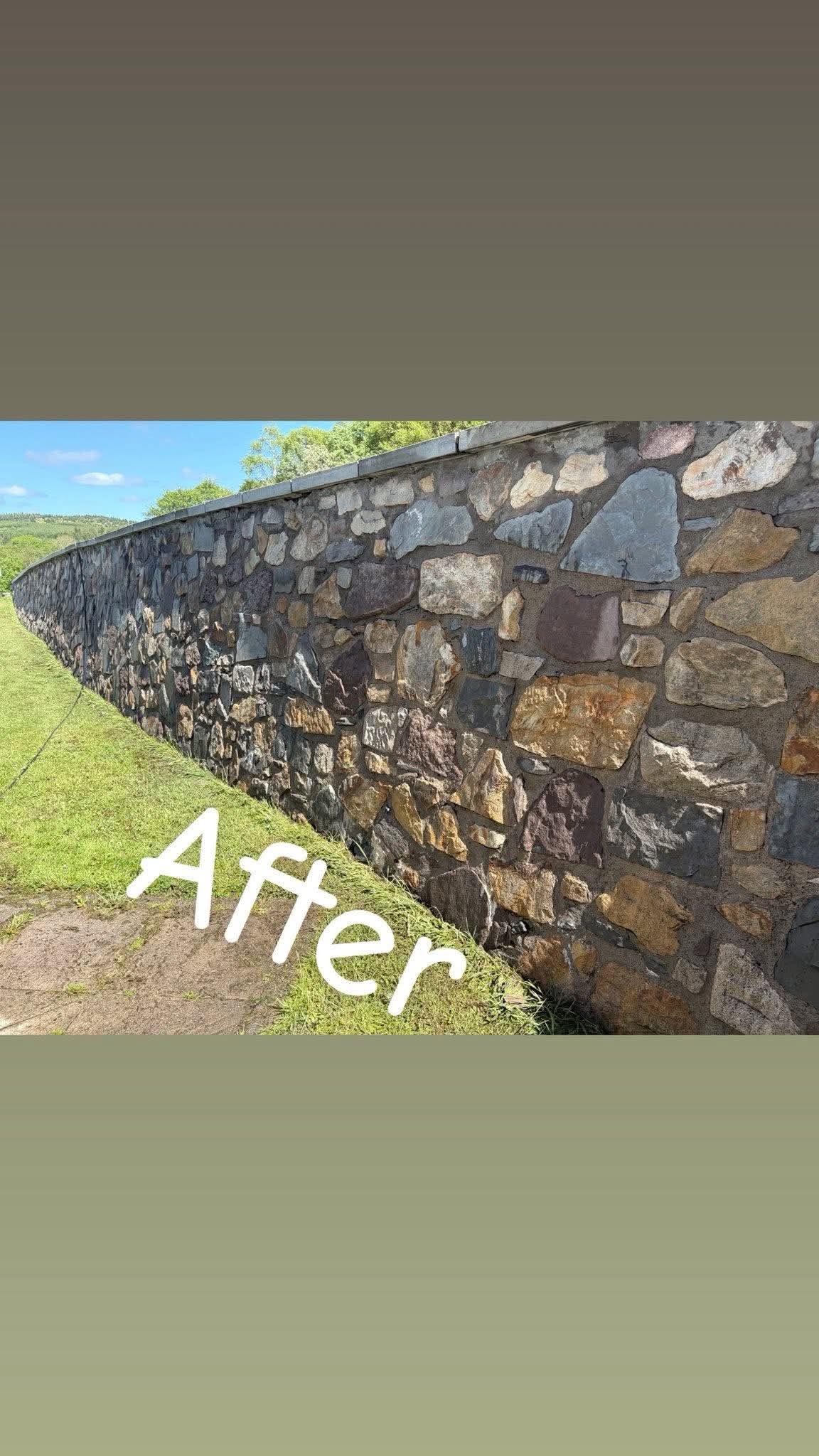 Stone wall after cleaning