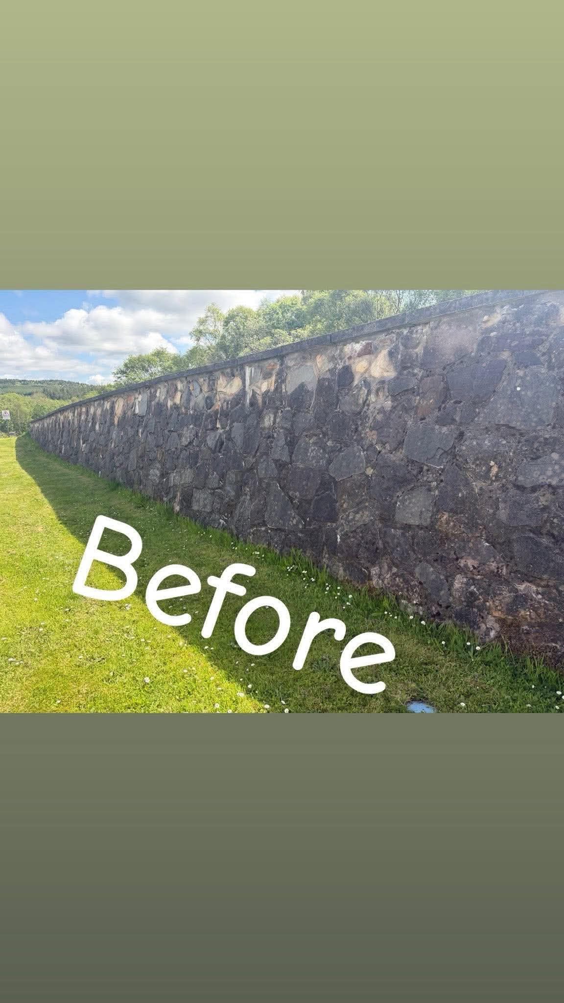 Stone wall before cleaning